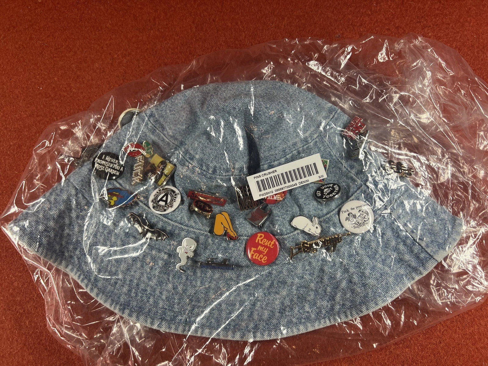 CHAPEAU DE CONCASSEUR EN DENIM BLEU SUPREME petit moyen S/M FW23 NEUF SCELLÉ