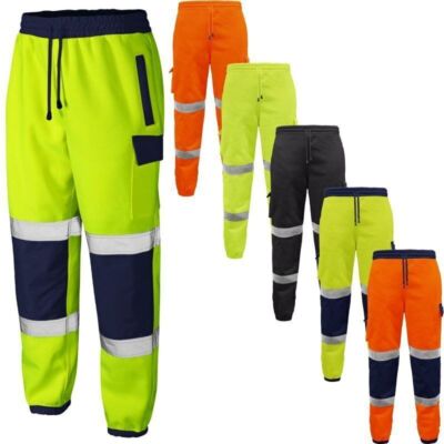 Pantaloni Da Lavoro Hi Vis Arancione E Giallo – Fondo Jogging, Due Toni, Uomo
