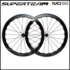 700C Ruote in Carbonio SUPERTEAM Classic PRO D28-50 DISCO Freno Ruote Lucide Decalcomanie