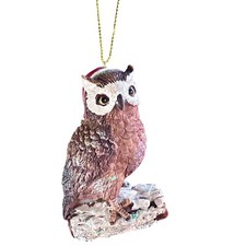 Owl Ornament Resin Kurt Adler Santa Hat Christmas Birds on a Branch Holidays
