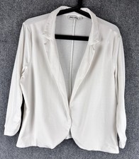 Grace Karin Blazer Womens XL Ivory White Knit Open Front 3/4 Sleeve Flaw
