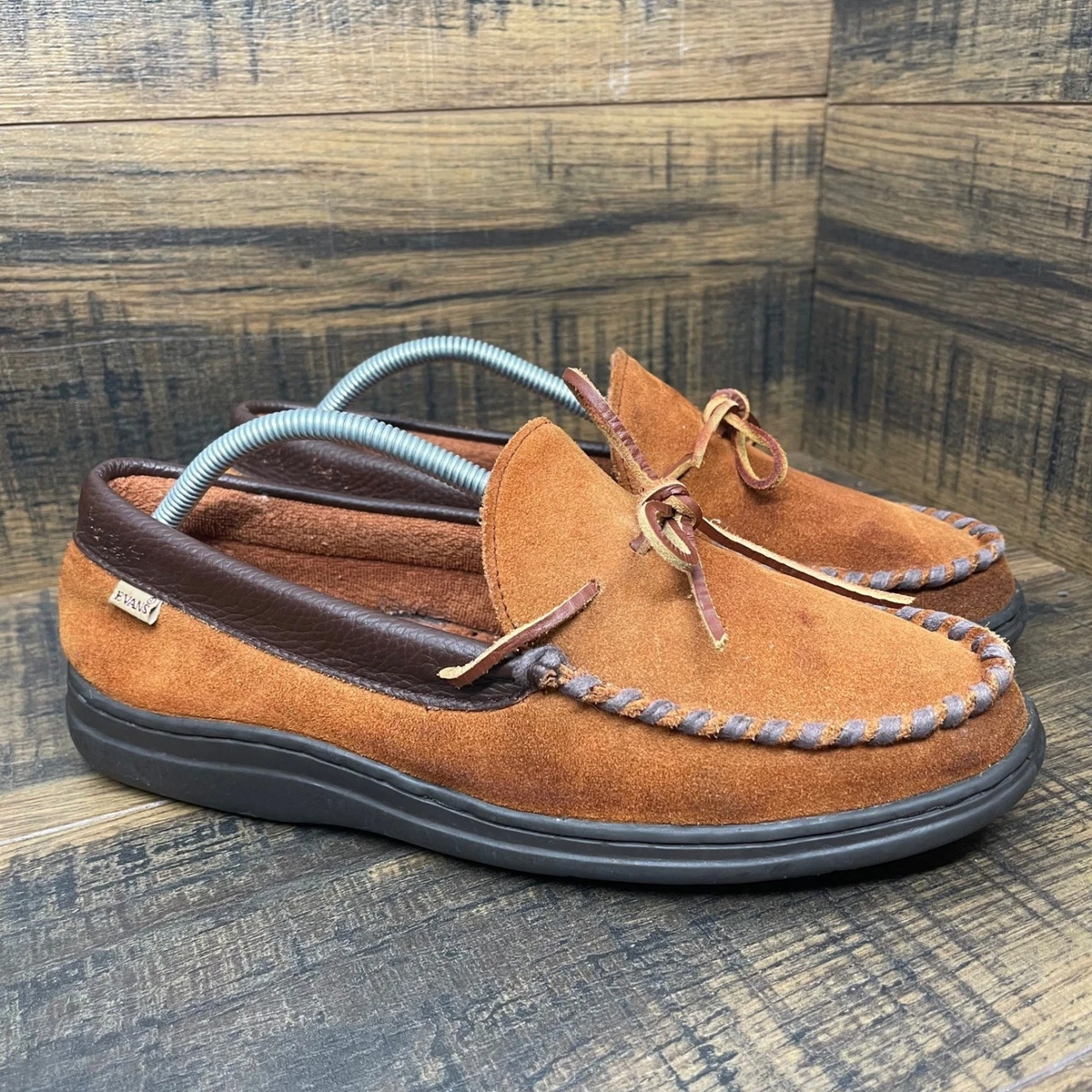 Men\'s Brown Suede Moccasin Slippers 10 (BL3) L.B. Evans Moccasin Slippers for Men for sale | eBay main image 3