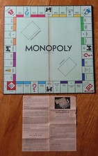 Rare 1936 MONOPOLY Parker Brothers U.S. Patent 1.509.312 Board with Instructions