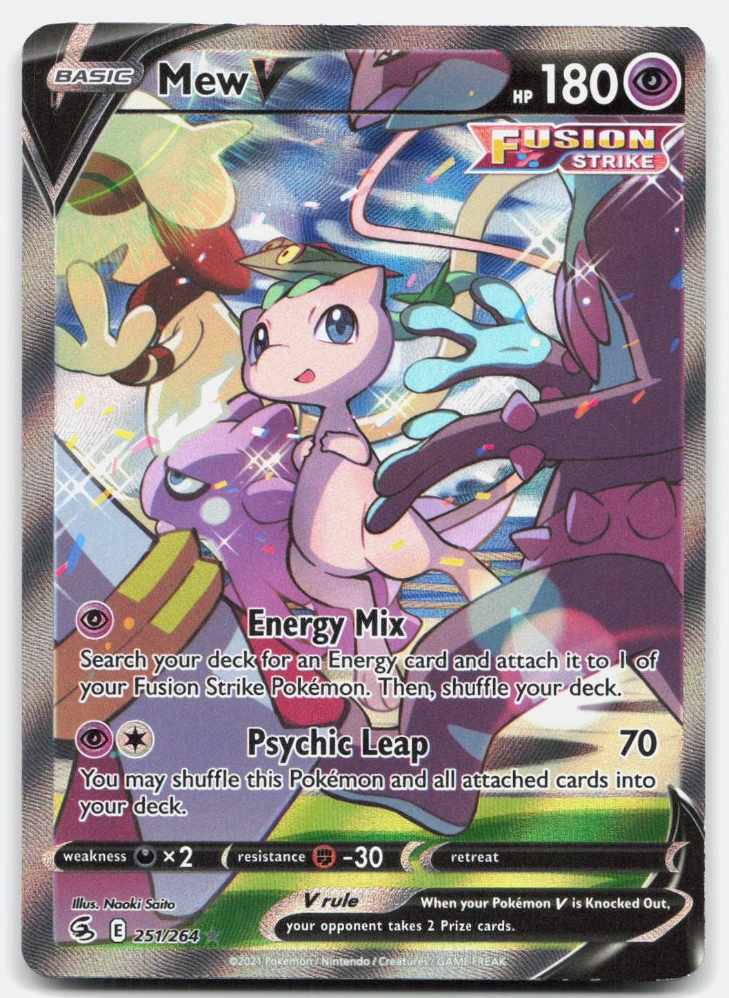 Mew V 251/264 Ultra Rare Fusion Strike Pokemon Holo Moderately Played