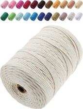 Cotton Macrame Cord 3mm 328yards Natural Colored Macrame Supplies, Soft Craft