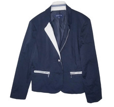 Jones New York Blazer Womens 12 Black Jacket Cotton Blend Professional Workwear