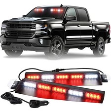 34 Inch Emergency Visor Lights 40 Led Red White Strobe Lights Redwhite