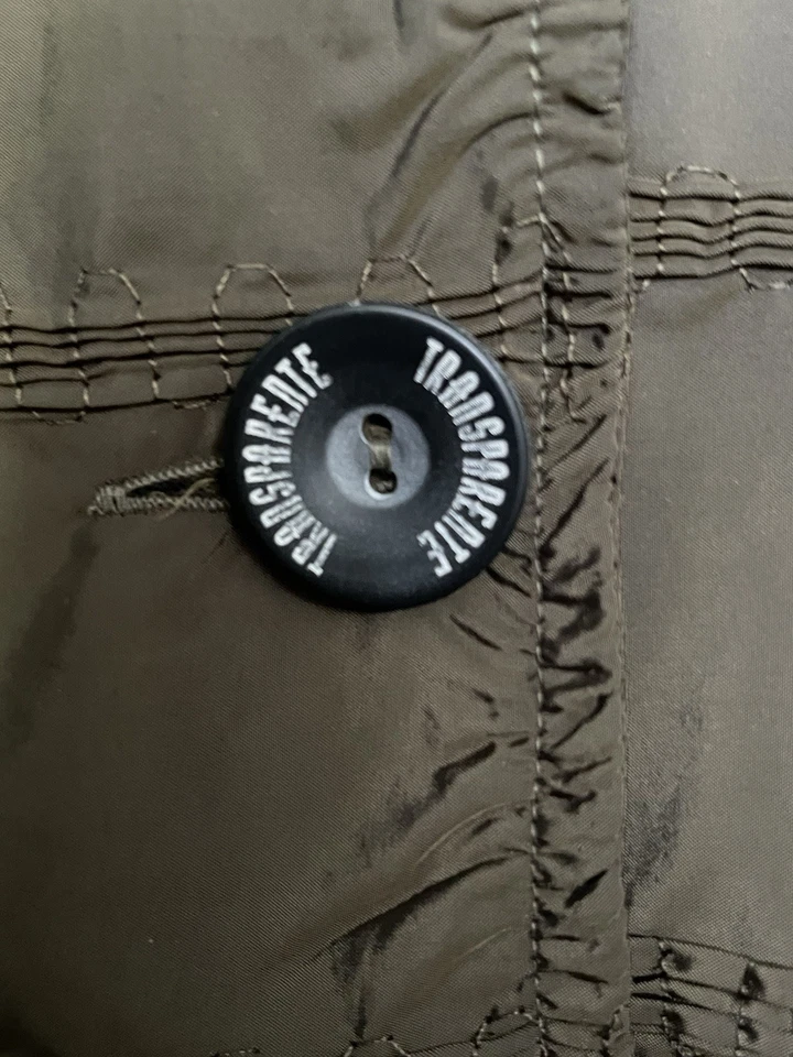 Chaqueta Transparente Etiqueta Negra Iridiscente Verde Oliva/Talla Única/Hermosa Foto 3 de 4