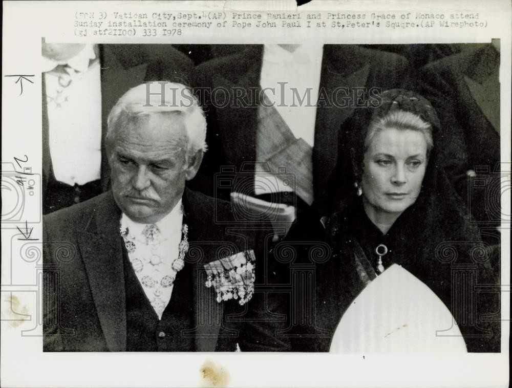 1978 Press Photo Prince Rainier & Princess Grace attend ceremony in Vatican City