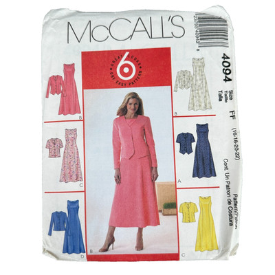 McCall s 4094 Jacket  Midi Dress Pattern Size 16-22 Uncut 6 Styles Easy Sew