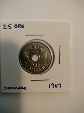 1967 Denmark 25 Ore Copper Nickel Coin Dinamarca Coin Free Shipping