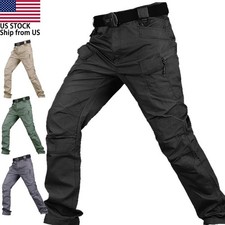 Mens Cargo Pants Work Combat Pants Outdoor Hiking Waterproof Trousers Tactical
