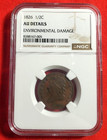 1826 1/2c Classic Head Half Cent C-1 NGC AU DETAILS - Environmental Damage *936* — photo 2