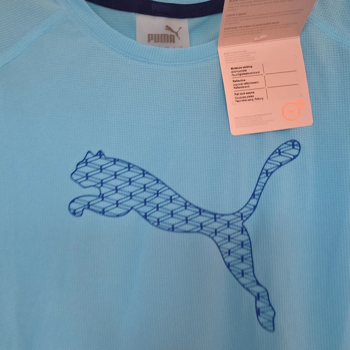PUMA Women's Blue Lightweight Polyester Crew Neck T-Shirt S Athletic Fit size 12