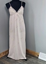 Vintage Gilead Style Womens Nightgown M Floral Peach/Blush Lace 70s Cottagecore
