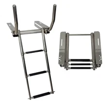 MARINE CITY 3-Step Under Platform Ladder 316 Stainless Steel W/ Handrail