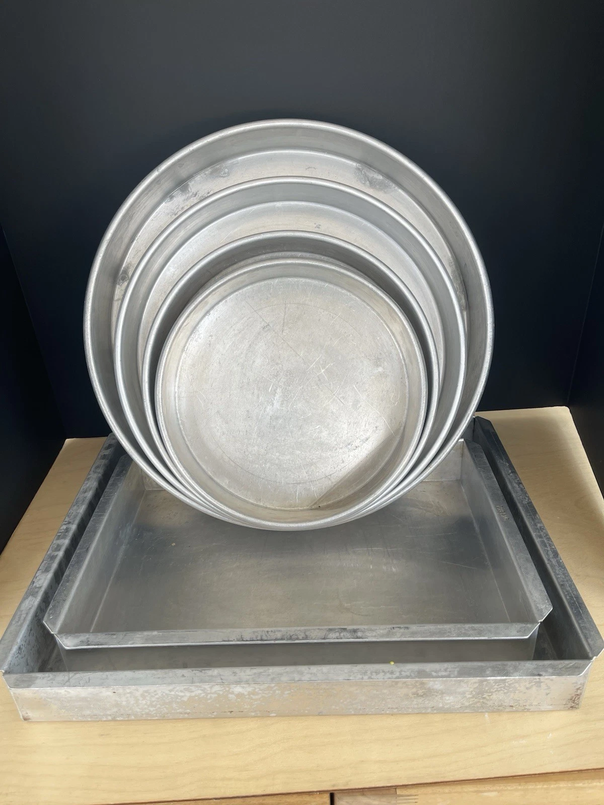 Magic Line Aluminum Cake Pans Set Silver Includes Round and Rectangular Shapes