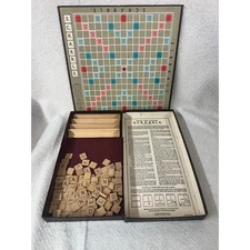 Vintage Scrabble Game Board and Tiles Selchow & Righter Co. Crossword Classic