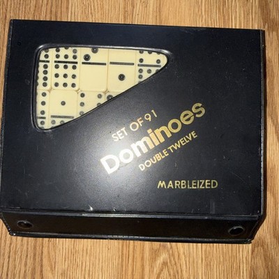 VINTAGE Set of 91 Professional Double Twelve 12 Dominoes in Vinyl Case USED