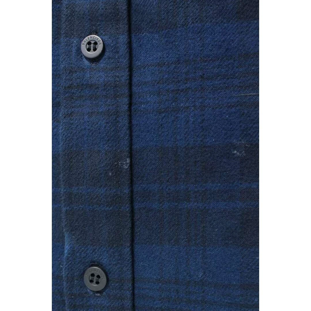 Balenciaga 22AW 720109 TNM35 Plaid Flanella Felpa con Cappuccio Manica Lunga Camicia Uomo 2