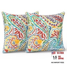 Pack of 2 Outdoor Throw Pillow Covers 20" X 20" Pack of 2 Paisley Multi
