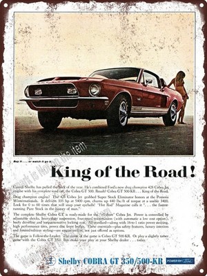 1968 Carroll Shelby Cobra GT 500KR 428 Blonde Bikini girl Metal Sign 9x12'' A606