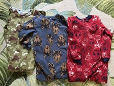 CARTER'S Boy 3 One Piece Zip FLEECE FOOTED PAJAMAS 14 Camo Video Game Wolf Sleep