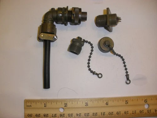 NEW - MS3108E 10SL-3P (SR) W/Bushing & Cap and MS3102A 10SL-3S W/Cap - 3 Pin Pr.