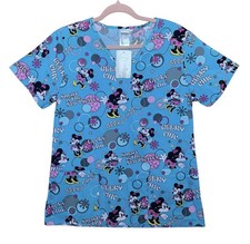 NEW Medical Pediatric Disney Minnie Mouse Cartoon Scrub Top Women  s Size S