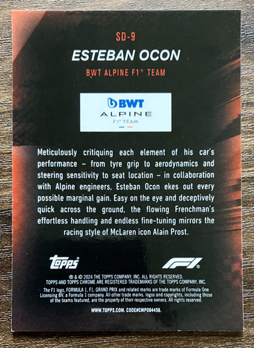Speed Demons Esteban Ocon SD-9 Alpine - 2024 Topps Chrome Insert Formula 1 F1 - Bild 2 von 2