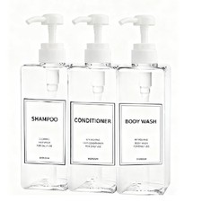Refillable Shampoo Conditioner Dispenser Set 21 oz Pump Bottles for Shower