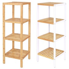 dibea Scarpiera da bagno in bambù 4 scomparti 33x33x98 cm diversi colori