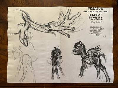 Original Walt Disney Fantasia Photostat Model Sheet Pegasus Sketches 1939