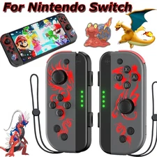 Replacement Wireless For Nintendo Switch Joy Con Controller w/Straps L+R Dragon