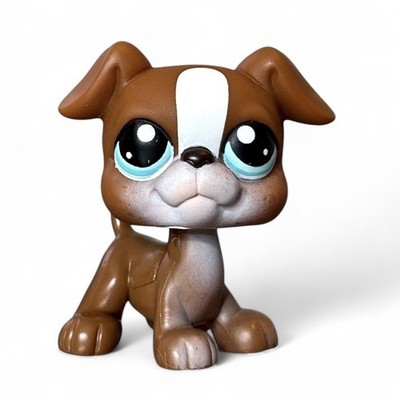 LPS Hasbro #83 Brown/White Boxer Dog Blue Eyes 2005 G1 Authentic Collectors Rare