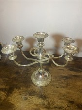 Vintage Silver Plated 5 Arm Candelabra Candle Holder Ornate Centrepiece