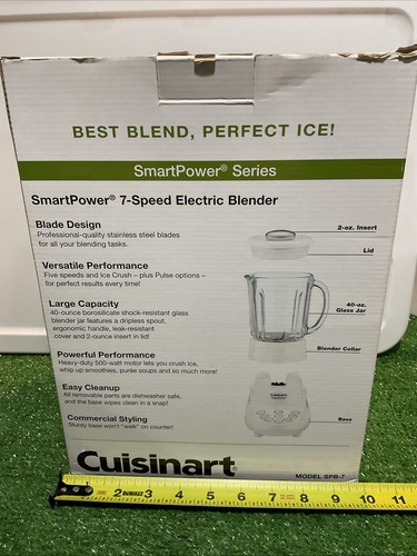 New Cuisinart SPB-7 White Electric Blender 500W 40Oz Glass Jar 7-Speed Rare NIB - Picture 6 of 13