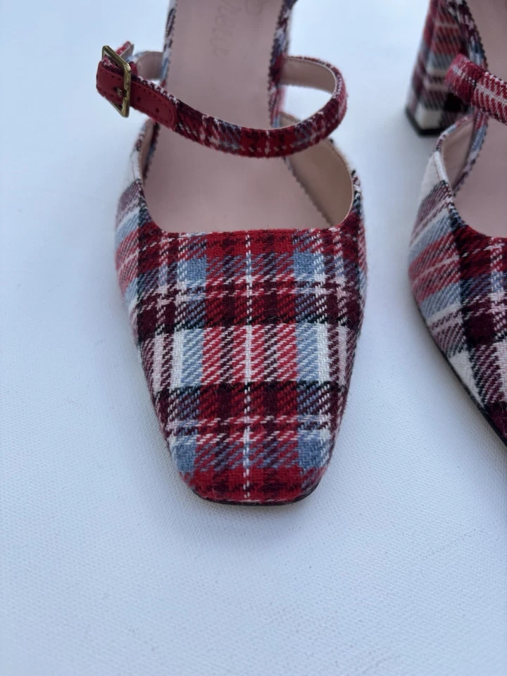 J Crew туфли 10 Marta клетку Мэри Джейнс красный зеленый белый каблуки - Изображение 3 из 4