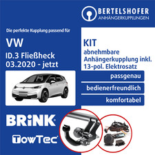 Für VW ID.3 Fließheck Typ E11 / E12 03.2020-jetzt AHK abn +13pol spez E-Satz TOP