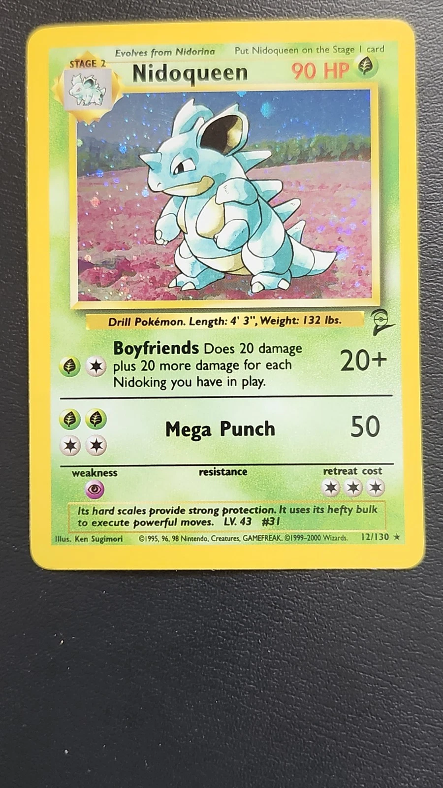 Pokemon TCG Nidoqueen 12/130 Base Set 2 Holo Rare 2000 Very good to excellent