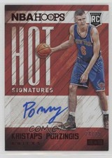 2015-16 Panini NBA Hoops Hot Signatures Red 24/25 Kristaps Porzingis Auto 2w7