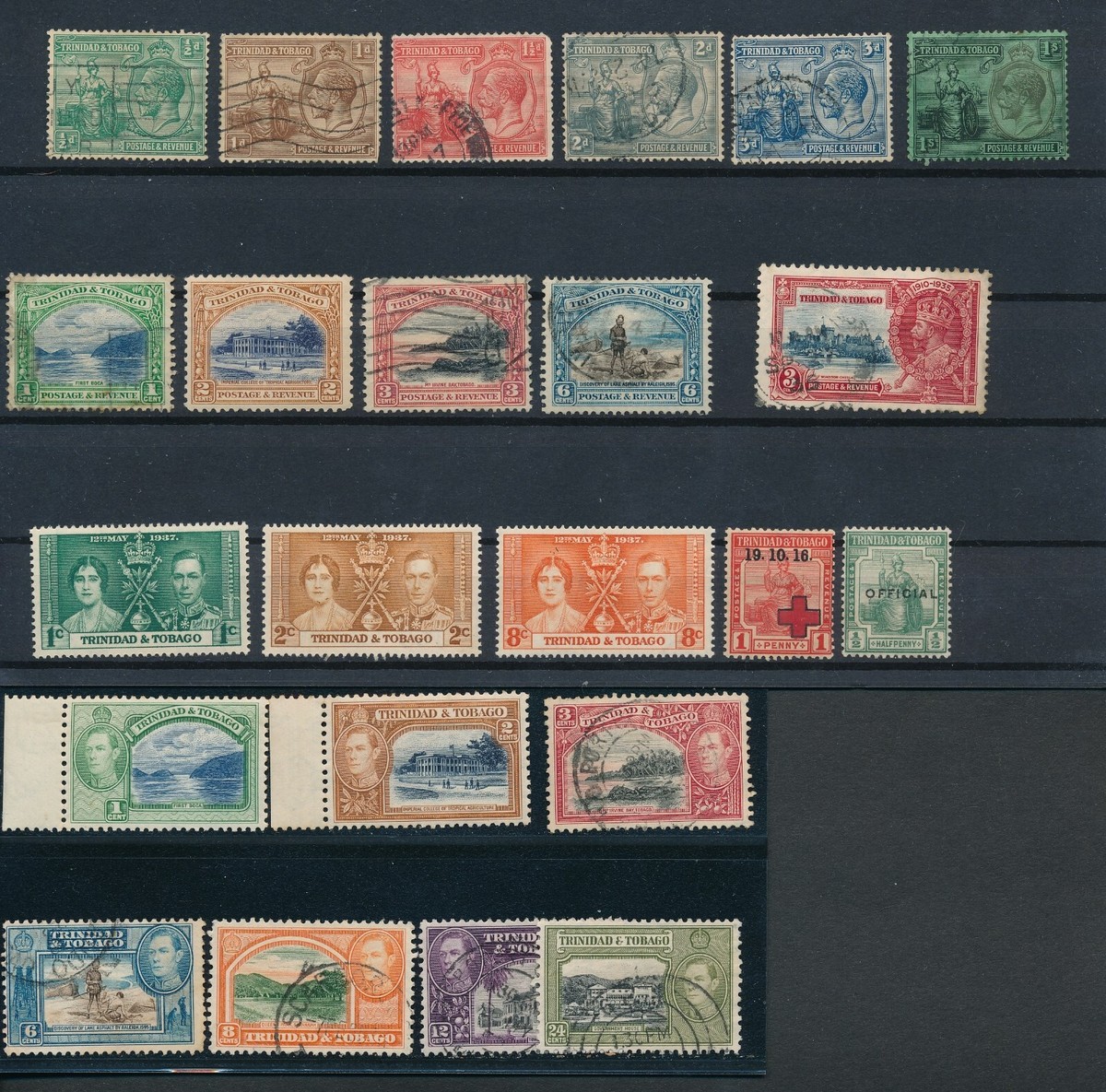TRINIDAD & TOBAGO *23 DIFF MH & USED 1915-38*; COMMEMS, SEMIS