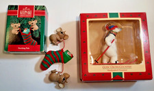2 Hallmark Christmas Ornaments 1990 Stocking Pals  1988 Goin Cross Country