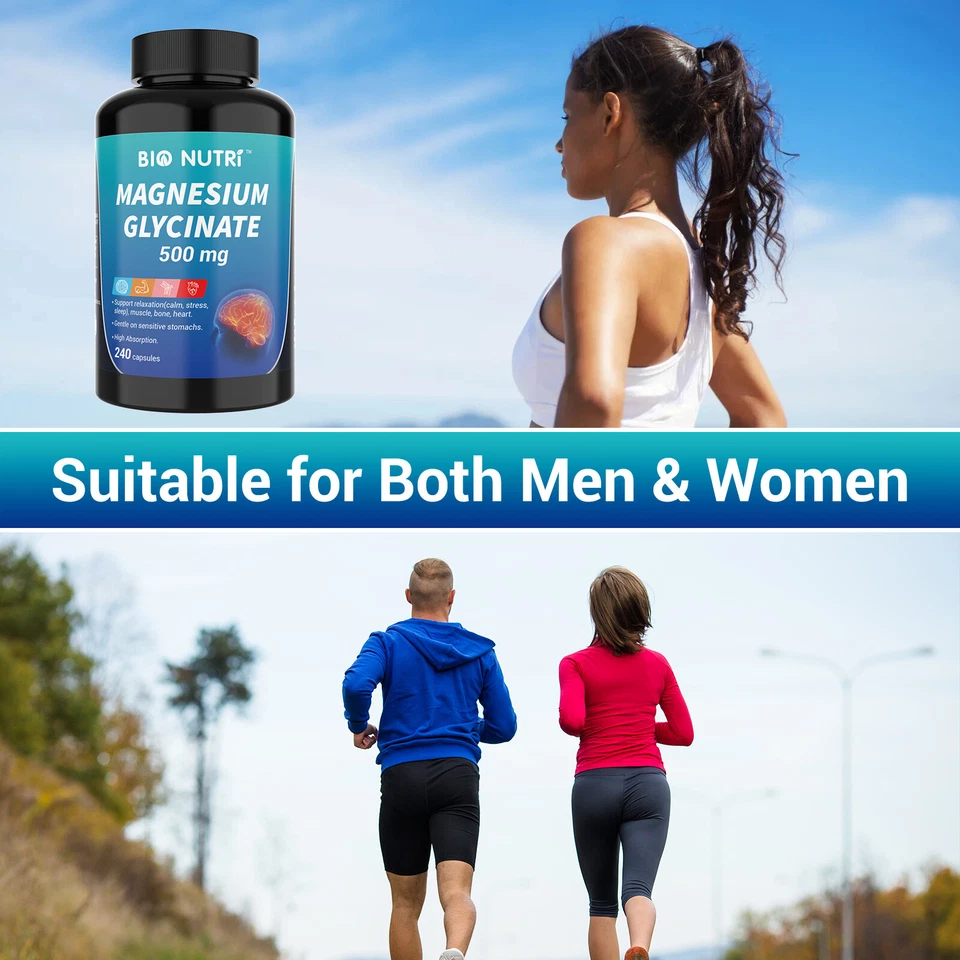 Magnesium Glycinate 500mg 240 Capsules For Sleep Stress Relief Support Bone Lot - Image 3 of 4