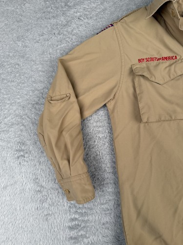 Boy Scouts of America Shirt Youth Medium Beige Long Sleeve Supplex Nylon Utah - Picture 3 of 14