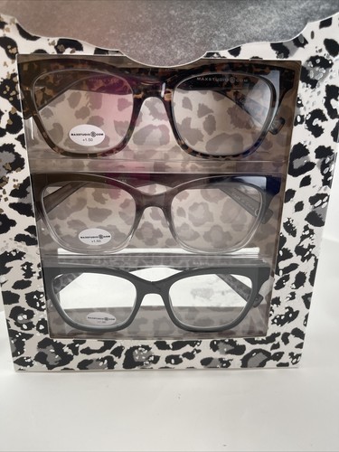 NIB +1.50 Box Set 3 Pairs Max Studio Reading Glasses Readers Leopard - Picture 14 of 14