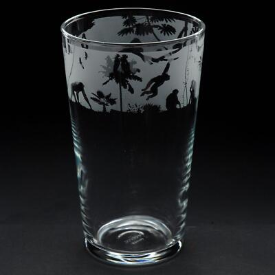 Beer Pint Glass Monkey Sandblast Animal Decorated Drink Tumbler Gift Box Animo