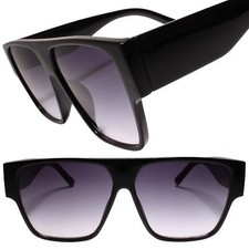 Swag Clubbing Flat Top 80s 90s Oversized Hip Mens Womens Black Sunglasses