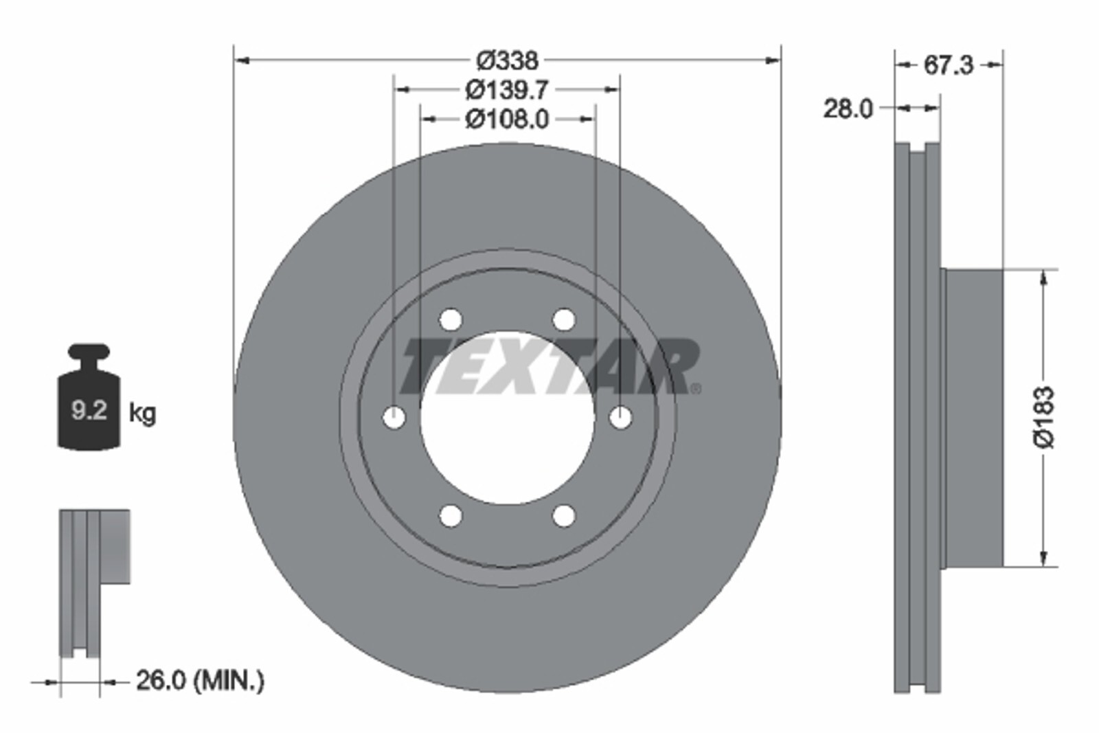 Disque de frein arrière Toyota Land Cruiser KDJ120 GRJ120 essence 2002-2009