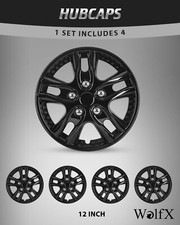 Set Of 4 12 Wheel Covers Full Rim Snap On Hub Caps For R12 Tire Black Lacquer Set Of 4 12 Wheel Covers Full Rim Snap On Hub Caps For R12 Tire Black Lacquer